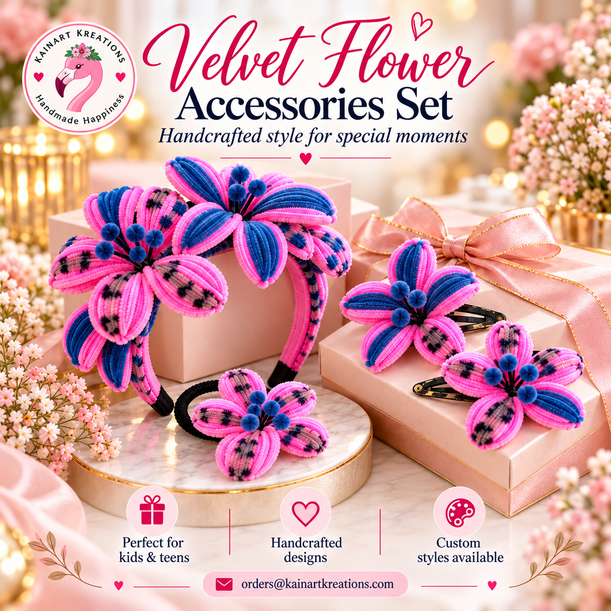 Handmade velvet flower accessories